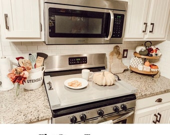 Blue Leaves Stove Top Covers For Electric Stove, Kitchen Glass Ceramic Electric Cooktop Covers 31 X24 Farmhouse Pastoral Spring Leaf Branch Heatresistant