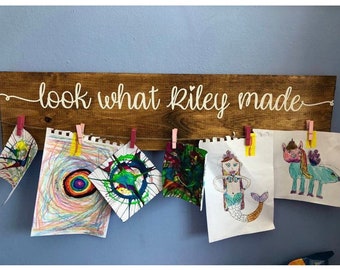 Look What I Made Children's Art Signs - art display sign - artwork display - kids artwork display - wooden photo display - child art display