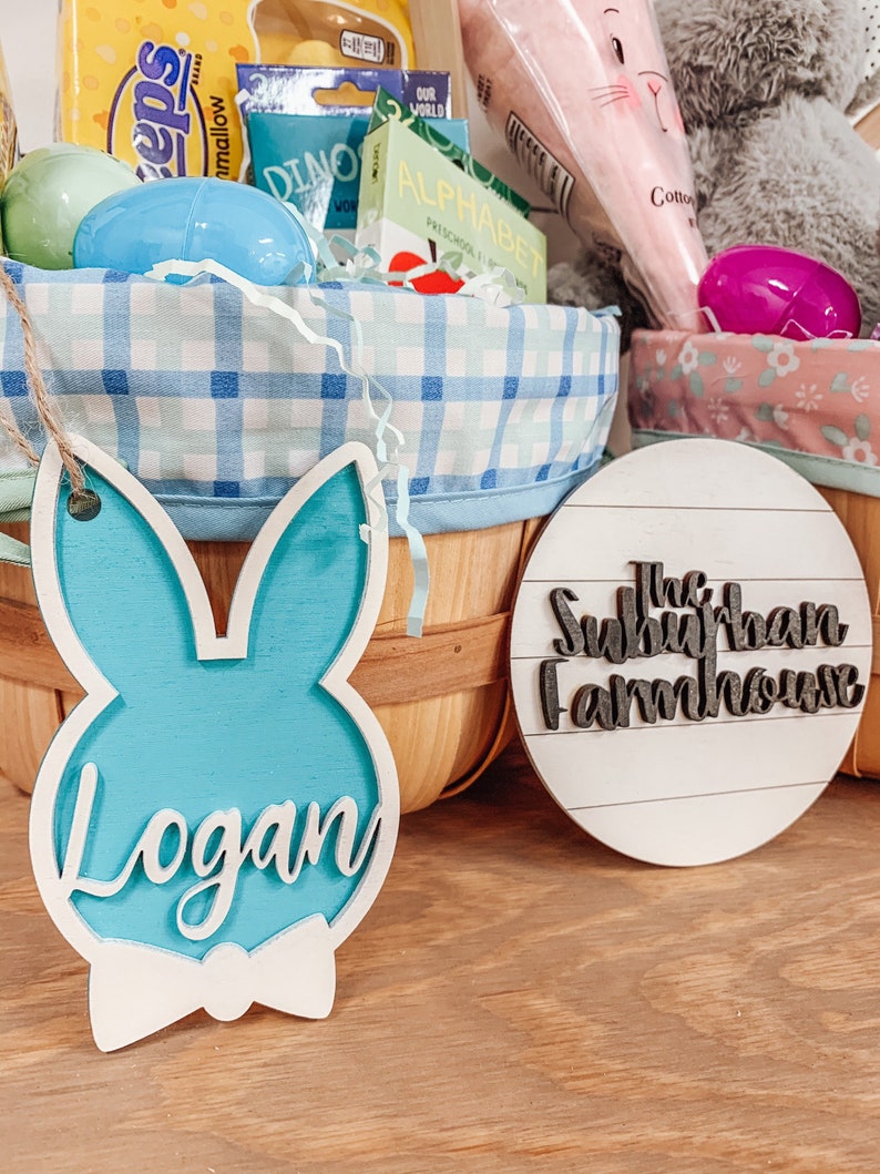 Easter Basket Personalized Name tags Bunny Name Tags Easter Basket Tags Tags with names for Easter basket Etsy Easter Tag image 1