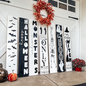 Halloween Porch Sign Decor - Porch Leaner - Bats Witches Halloween Decor - Porch Signs-Fall Porch Decor Welcome Sign - Cute fall porch decor