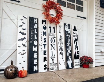 Halloween Porch Sign Decor - Porch Leaner - Bats Witches Halloween Decor - Porch Signs-Fall Porch Decor Welcome Sign - Cute fall porch decor