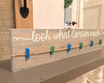 Look What I Made Children's Art Signs - art display sign - artwork display - kids artwork display - wooden photo display - child art display