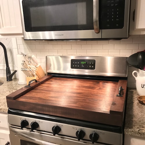 Simple Wooden Noodle Board in Warm Brown, Stove Cover