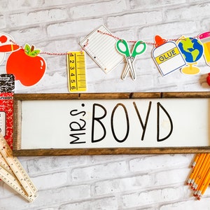 Teacher Gift/ Teacher Door Sign - Teacher Name Sign - Notebook Paper - Teacher Notebook Sign  farmhouse classroom - Teacher Christmas Gift