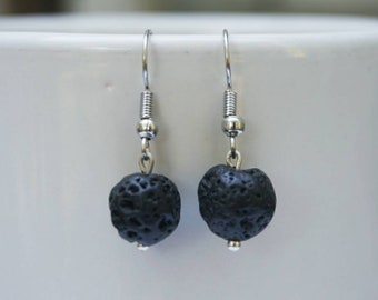 Gift idea. Diffuser earrings Drop earrings 925 sterling silver earrings Lava rock earrings Green lava earrings Green stone earrings