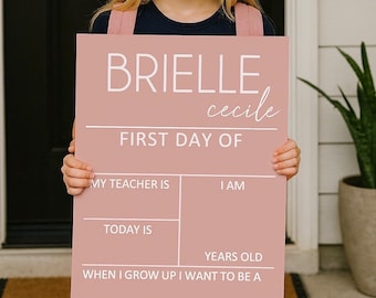Personalized First Day of School Sign: Reusable Photo Prop, Custom Name