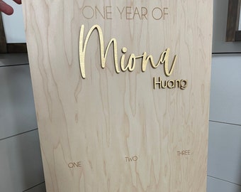 Personalized First Birthday Photo Board: Baby Milestone Sign