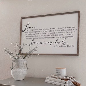 1 Corinthians 13 Wood Sign | Master Bedroom Wall Decor | Love is Patient Love is Kind | Bedroom Wall Decor | Above Bed Decor | Bedroom Signs