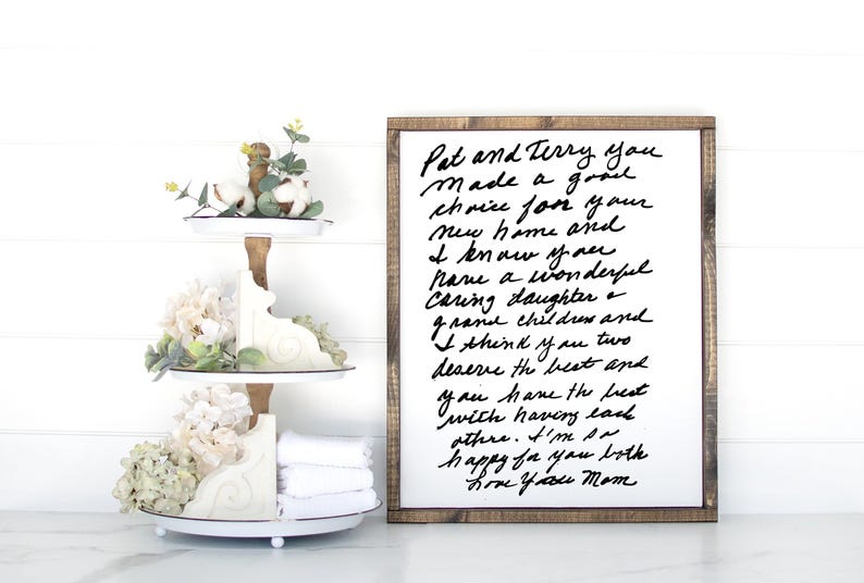 Custom Framed Handwritten Recipe sign, Your handwritten Recipe/Letter wood Sign, Handwritten letter, handwritten recipes, Recipe Sign