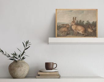 Vintage Easter Bunny Print | Rustic Animal Sketch Drawing