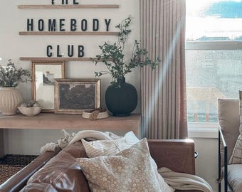 Interchangeable Wood Letter Board: Floating Statement Shelves