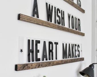 Interchangeable Letter Board Shelves: Floating Wood Statement Shelf