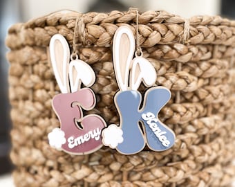 Personalized Easter Basket Tag: Laser Cut Bunny Name Tag