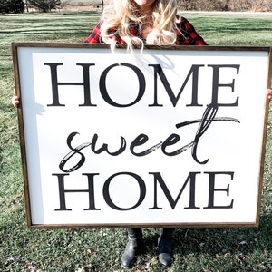 Home Sweet Home Large Sign | Above Couch Sign | Above Couch Decor | Home Sweet Home Wood Sign | Family Room Wall Decor