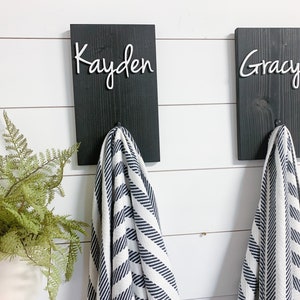 Bathroom Wall Decor | Personalized Name Towel Hook | Towel Holder | Personalized Sign | Backpack Hooks | Custom Name Signs