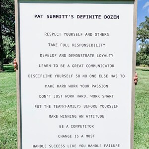 Pat Summitts Definite Dozen Sign Pat Summitts Sign Inspirational ...