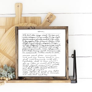 Custom Framed Handwritten Recipe sign, Your handwritten Recipe/Letter wood Sign, Handwritten letter, handwritten recipes, Recipe Sign