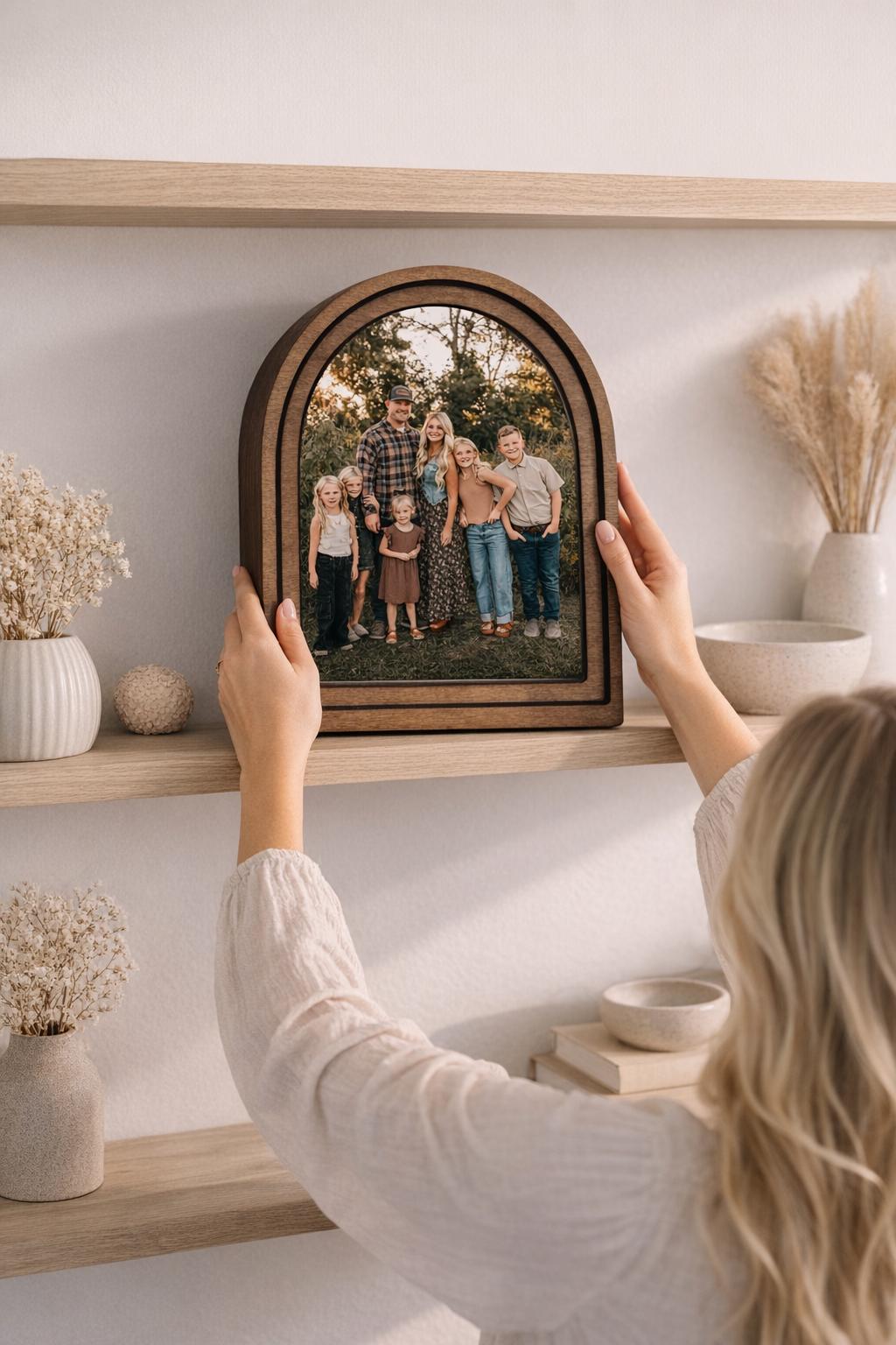 Personalized Arch Photo Frame – Custom Wood Arched Picture, Farmhouse ...