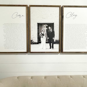 Wedding Vows Sign | His and Her Customized Vows and wedding photo Vows | Wedding Vow Print | Large Set Wood Signs | Bedroom Wall Art