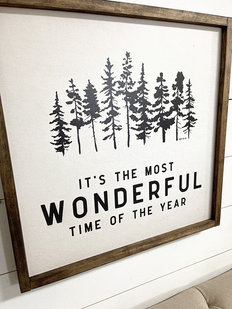 It's the most wonderful time of the year Wood framed Sign Christmas Sign Holiday Sign image 2