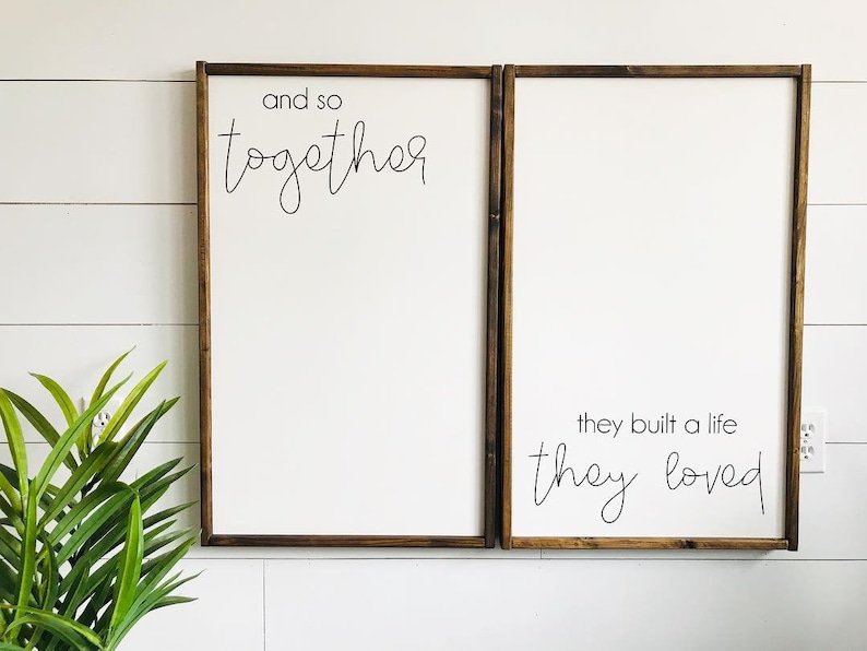 And so together They Built A Life They Loved Sign Set of 2 Wall Art Wedding Gift Idea Sign Anniversary Gift Bedroom Sign Wall Sign image 1