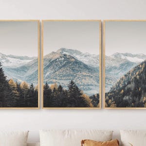 Mountain Landscape Print Set: Nature Wall Art, Set of 3