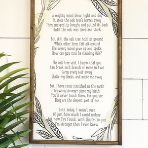 The Oak Tree Poem | The mighty Oak Tree | Inspirational Signs | Inspirational Wall Art | Motivational Sign | Encouraging Tree Poem Art