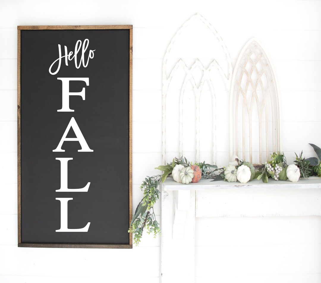 Hello Fall Sign Fall Wall Decor Autumn Signs Fall Sign Hello Fall Wall