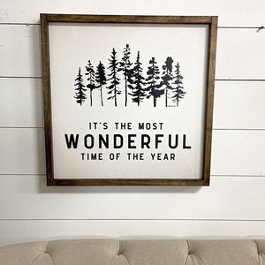 It's the most wonderful time of the year Wood framed Sign Christmas Sign Holiday Sign image 1