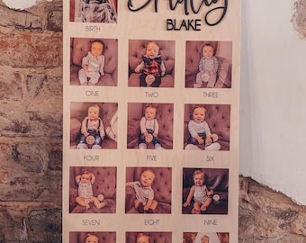 One year of Baby | First Birthday Sign |  First Birthday Display | Milestones Sign | Monthly Photos | 12 Months of | First Year Sign