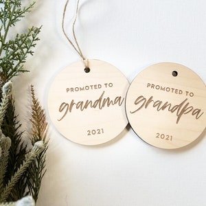 Promoted to grandma/grandpa custom Christmas Ornament, pregnancy announcement ornament, Custom Christmas Ornament, Engraved Ornament