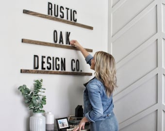 Interchangeable Letter Board Shelves: Floating Wood Statement Decor