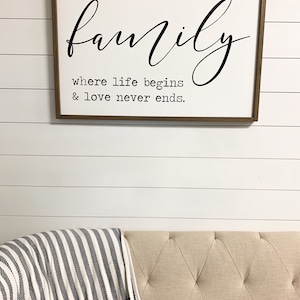 Family Sign | Family Where life begins and love never ends Sign | Family signs | Family Wall Decor | Family Room Decor | Farmstyle Wood Sign