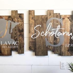 Last name established sign | Monogram Sign | Personalized Last Name Sign | Wedding Gift |  Rustic Signs | Personalized State Sign