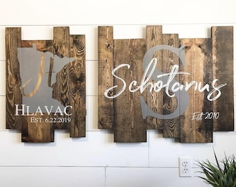 Personalized Last Name Pallet Sign with Established Date Custom Rustic Wood Family Name Sign | Wedding Anniversary Gift Farmhouse Wall Decor