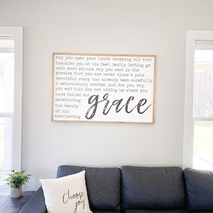 Grace Wood Sign: Inspirational Quote, Rustic Farmhouse Decor