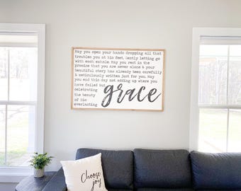 Grace Wood Sign: Inspirational Quote, Rustic Farmhouse Decor