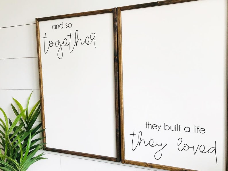 And so together They Built A Life They Loved Sign Set of 2 Wall Art Wedding Gift Idea Sign Anniversary Gift Bedroom Sign Wall Sign image 3