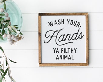 Funny Bathroom Sign | Wash Your Hands Wood Decor