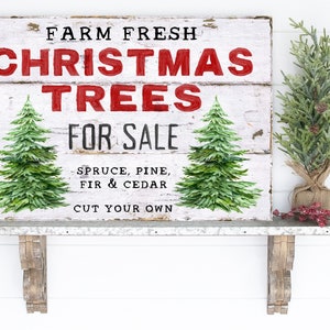 Distressed Farm Fresh Christmas Tree Sign | Christmas Distressed Sign