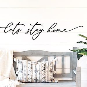 Let&#39;s stay home wood cut out words | Wood word cut out | Laser cut wall decor | Wooden wall art | Wooden words | Cut out home decor,