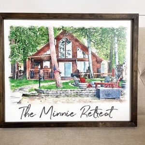 Watercolor Home Portrait on Wood | Watercolor Print | Home Wood Sign | Aibrnb VRBO sign | Housewarming Gift Idea | Realtor Gift Airbnb Sign