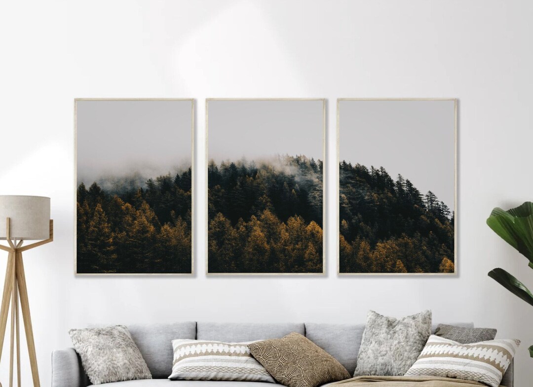 Set of 3 Nature Tree Art Set of 3 Trees Wall Art Landscape Etsy