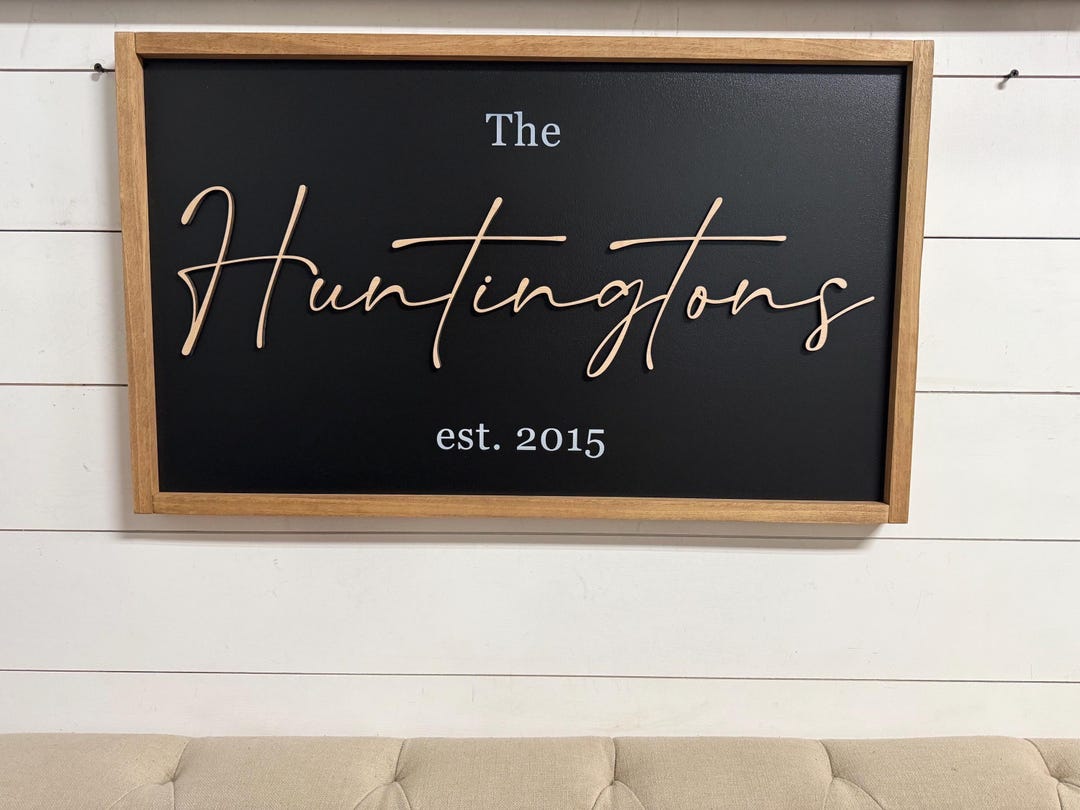 Personalized 3D Last Name Sign: Framed Wood Family Name Established ...