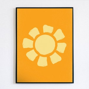 Sun, Yellow, Minimalist, Modern, Art Print, Downloadable Print, Wall Print