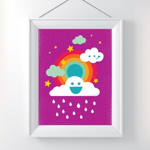 Rainbow, Clouds, Purple, Nursery Prints Girl, Kids Room Prints, Art Print, Downloadable Print, Wall Print, Poster