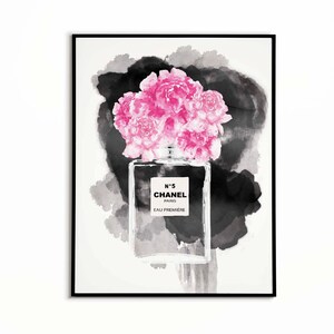 Rose Coco Chanel Parfum Imprimer Wallart Etsy Rose Coco Chanel Parfum Imprimer Wallart Etsy