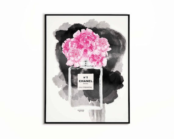 Super Coco Chanel Poster Peonies Print Chanel Watercolor No.5 | Etsy GB-67