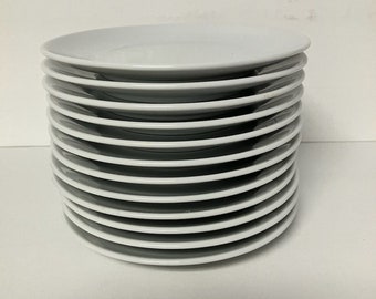 Bauscher 5-15/16" Bright White Round Porcelain Flat Coupe Plate - Set of 12
