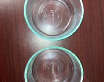 Vintage 2 each pyrex 2-cup storage bowls